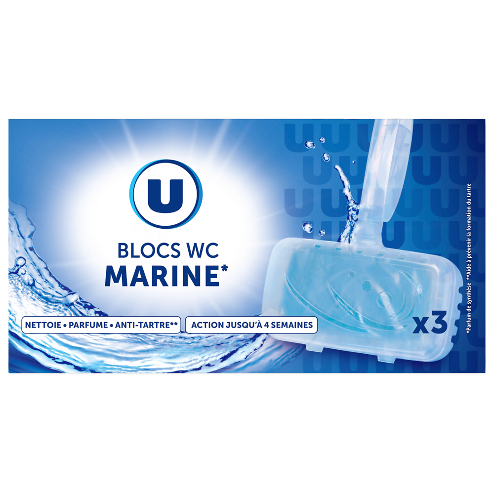 U Bloc wc solide parfum marine  3x40g