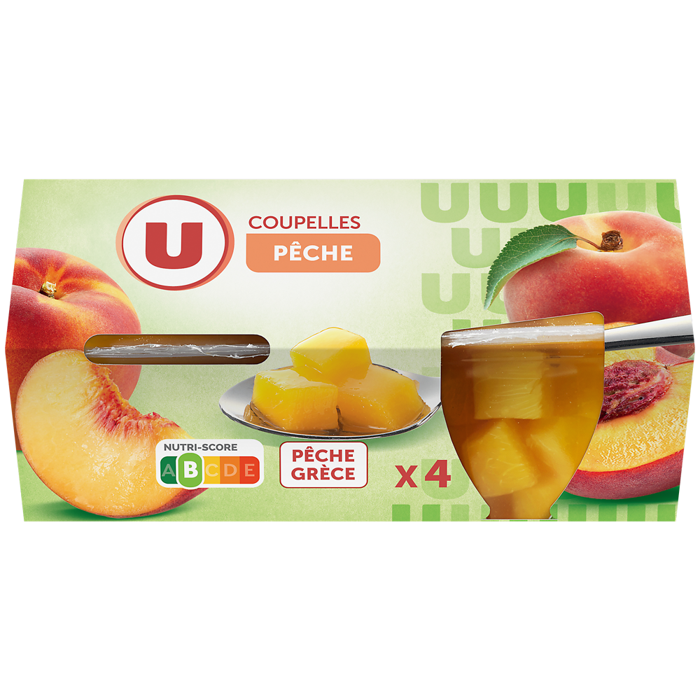 U Coupelles de fruits à la pêche  x4  -  260g