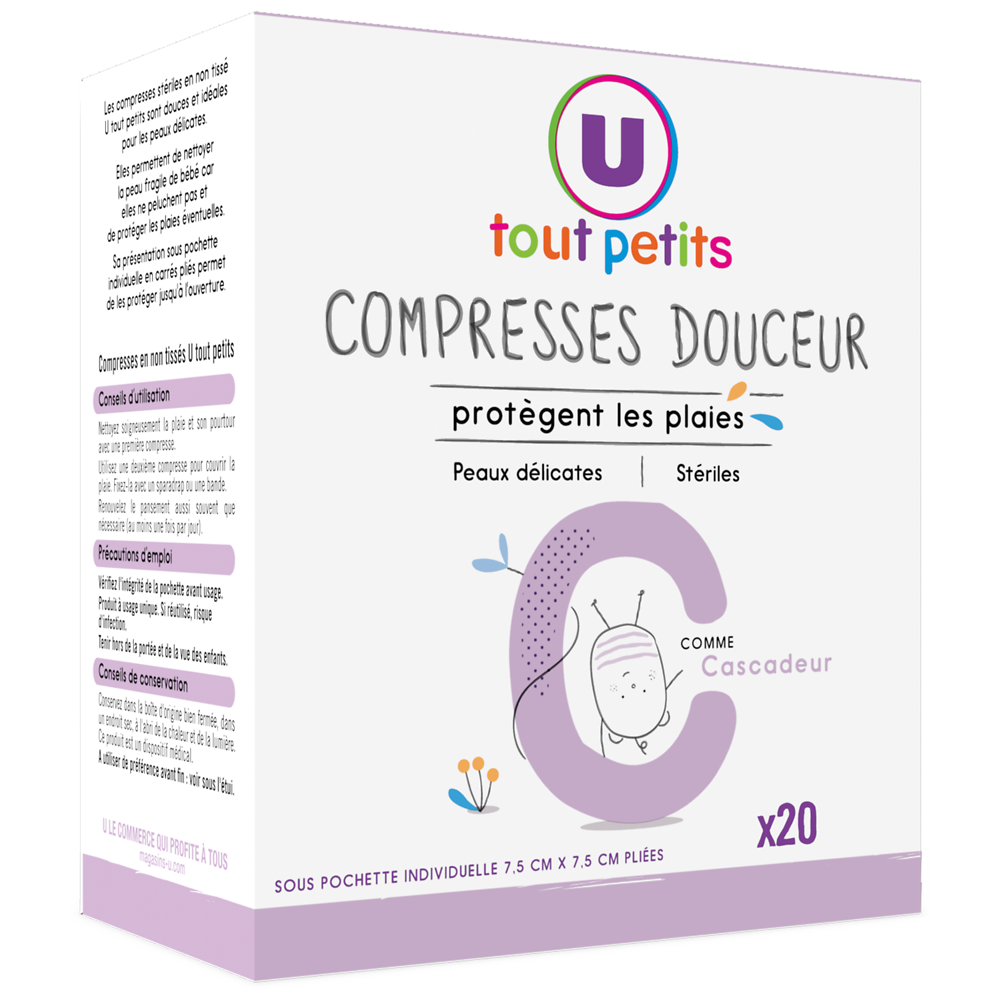 U TOUT PETITS Compresses douceur bébé 15cmx30cm - x20