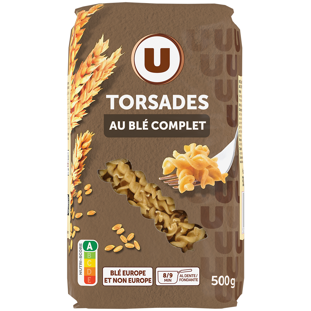 U Torsades au blé complet  sachet de 500g