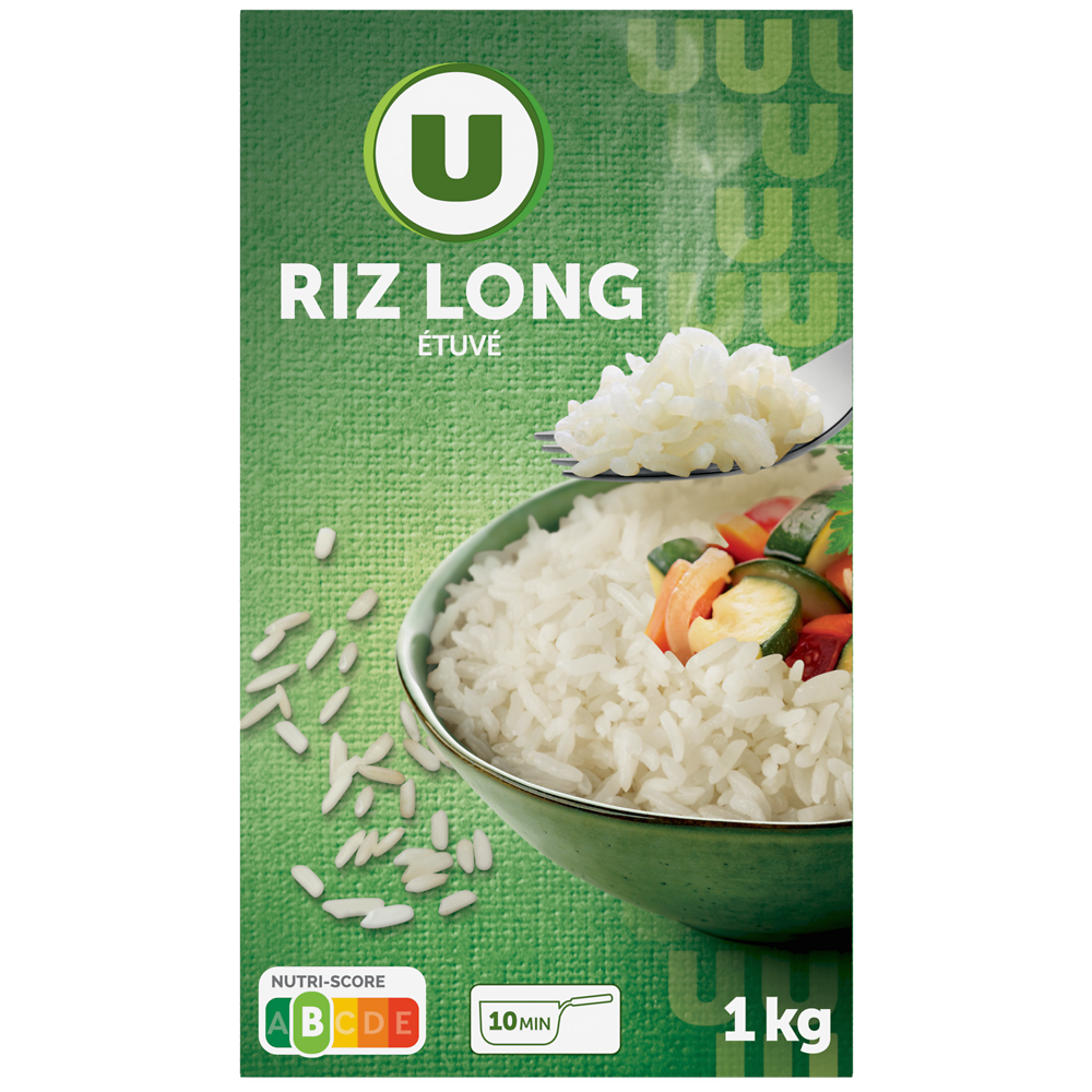 U Riz long grain étuvé 10 minutes  étui vrac de 1kg