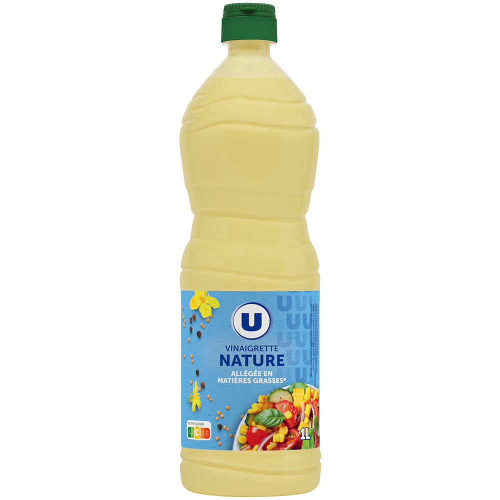 U Vinaigrette nature allégée en matières grasses  bouteille de 1 litre