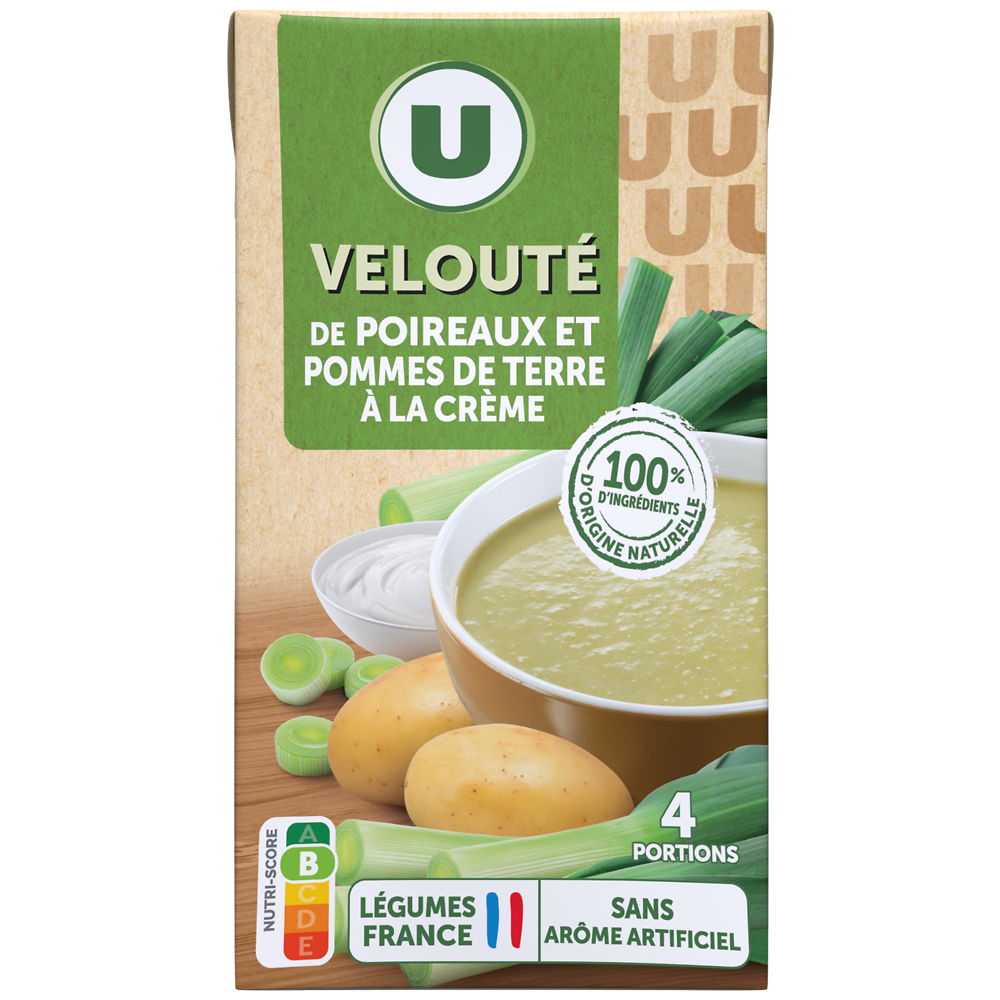 U Soupe Velouté poireaux et pommes de terre brique de 1 litre