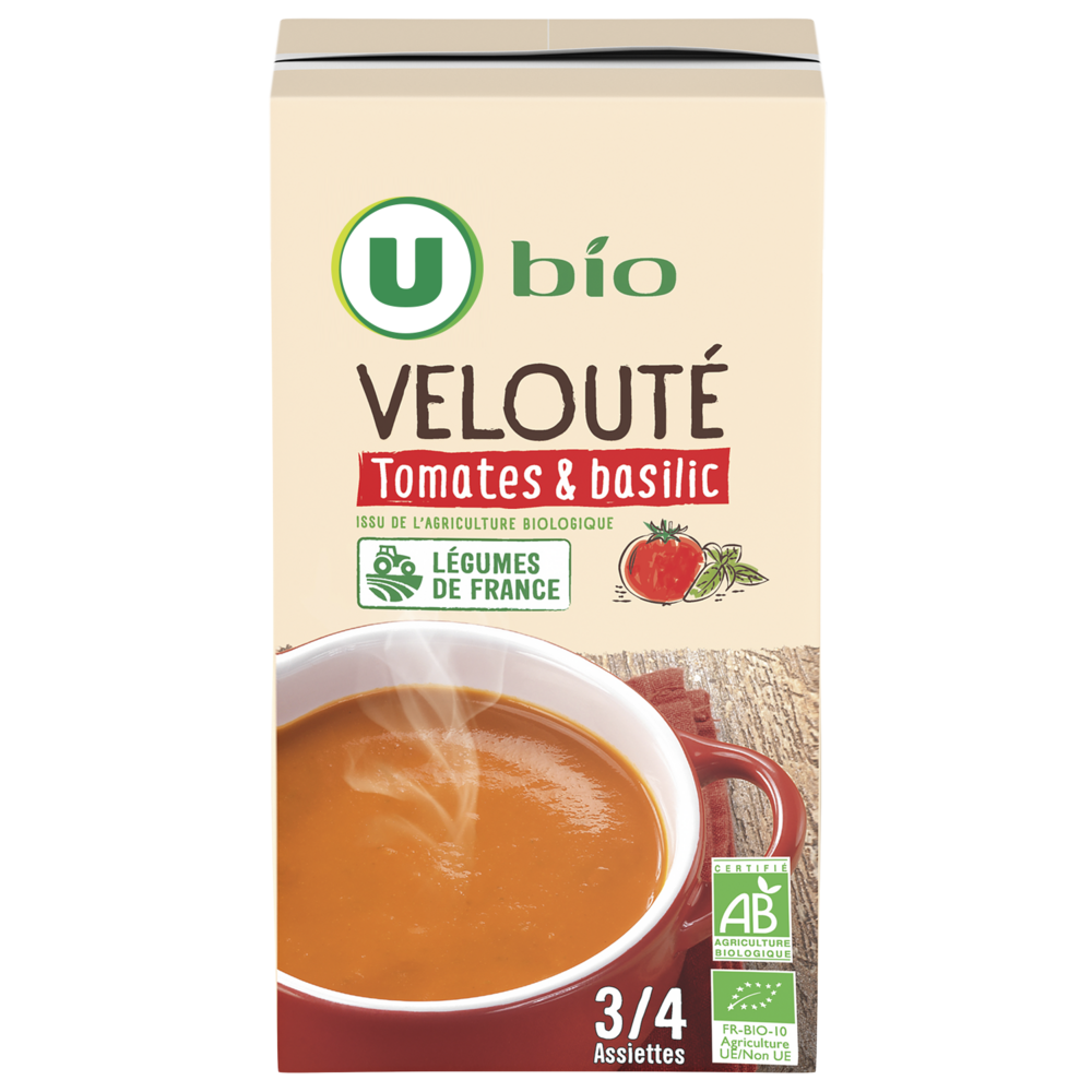 U BIO Soupe Velouté tomates et basilic  100cl