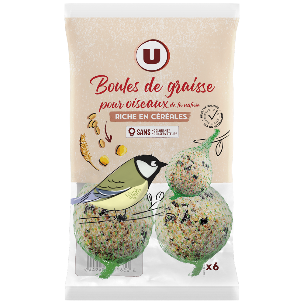 U Boules de graisse pour oiseux de la nature  x6  -  540g