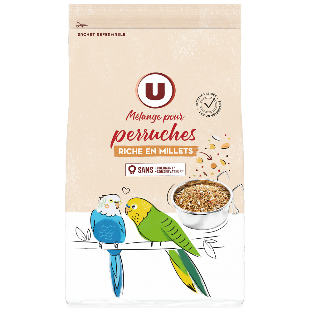 U Mélange pour perruches au millet  paquet de 1kg