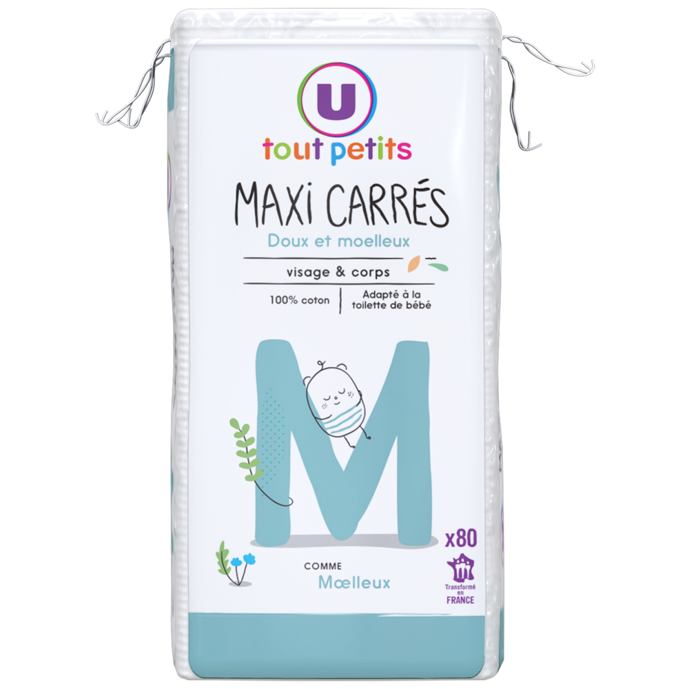 U TOUT PETITS Cotons bébé maxi carrés -  x80