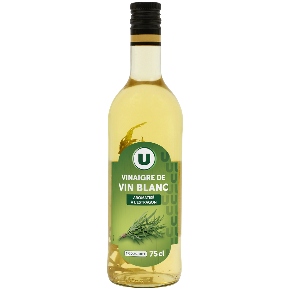 U Vinaigre de Vin Blanc aromatisé à l'éstragon 6°  bouteille de 75cl