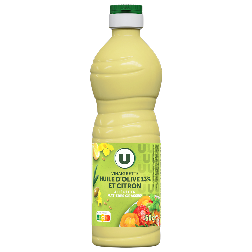 U Vinaigrette allégée en matières grasses à l'huile d'olive 13% et au citron  50cl