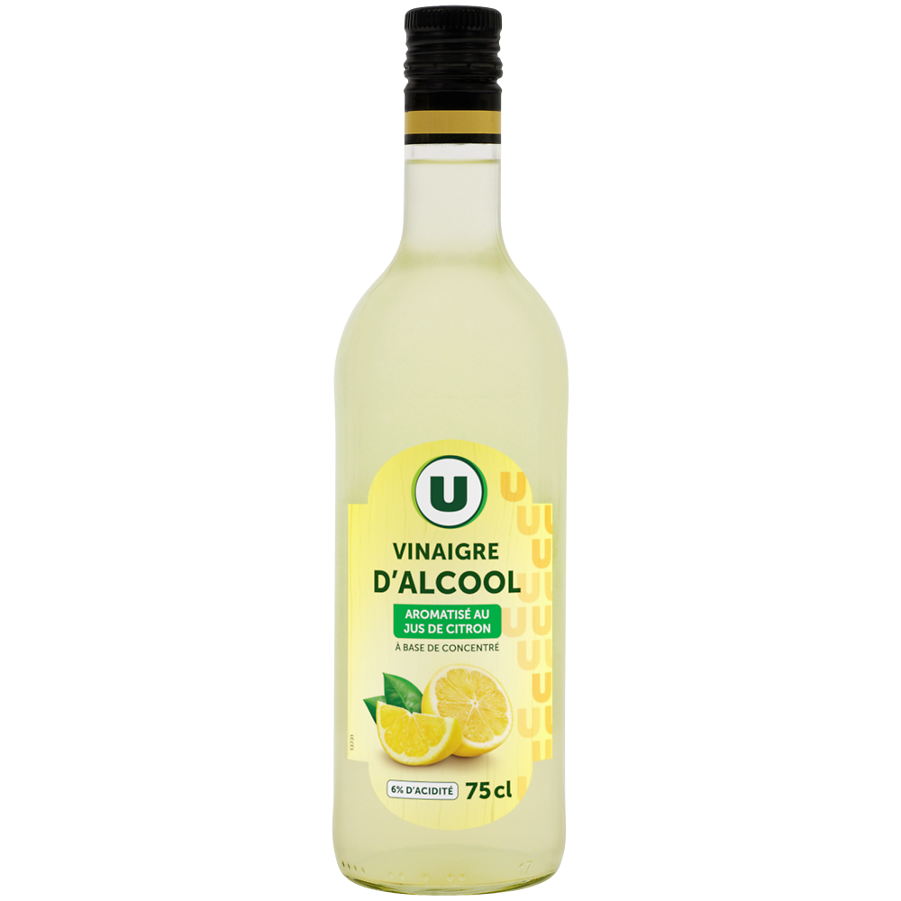 U Vinaigre d'Alcool au Jus de Citron 6°  bouteille en verre de 75cl