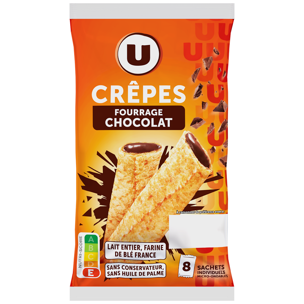 U MAT ET LOU Crêpes fourrées au chocolat - x 8, 256g