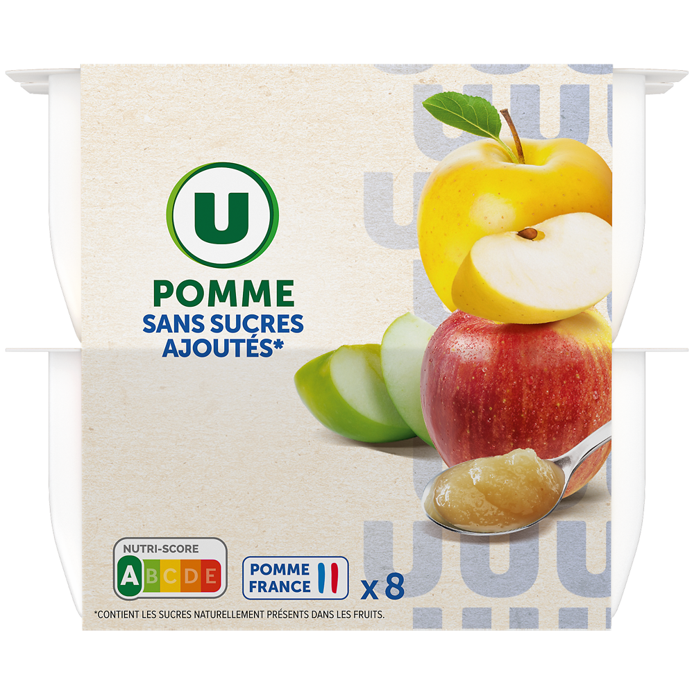 U Purée de pommes sans sucres ajoutés  8 pots de 100g