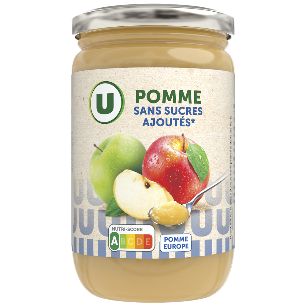 U Purée de pomme sans sucres ajoutés  bocal de 680g