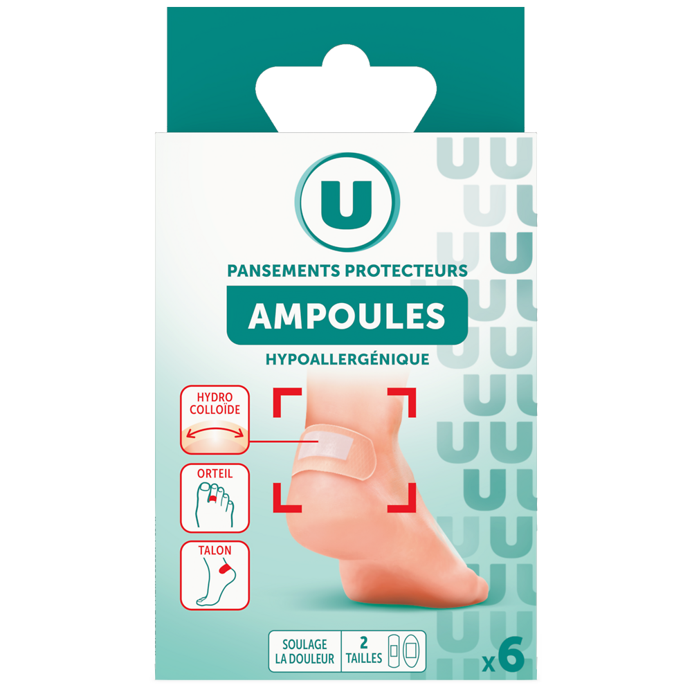 U Pansements protecteurs spécial anti-ampoules  x6