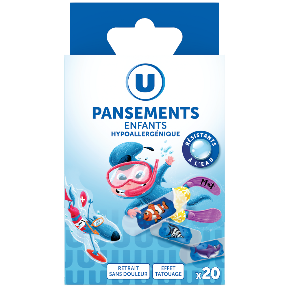 U Pansements prédécoupés pour enfants -  x20