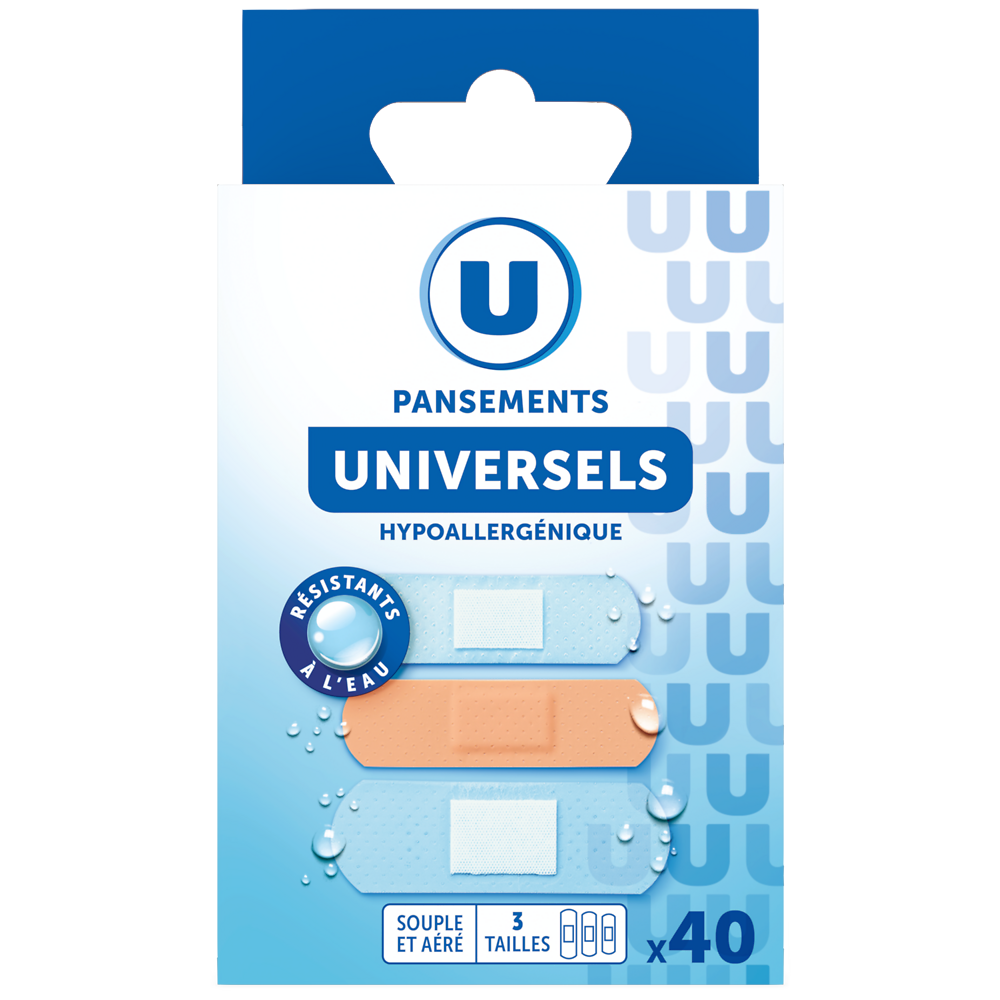 U Pansements universels 3 tailles -  x40