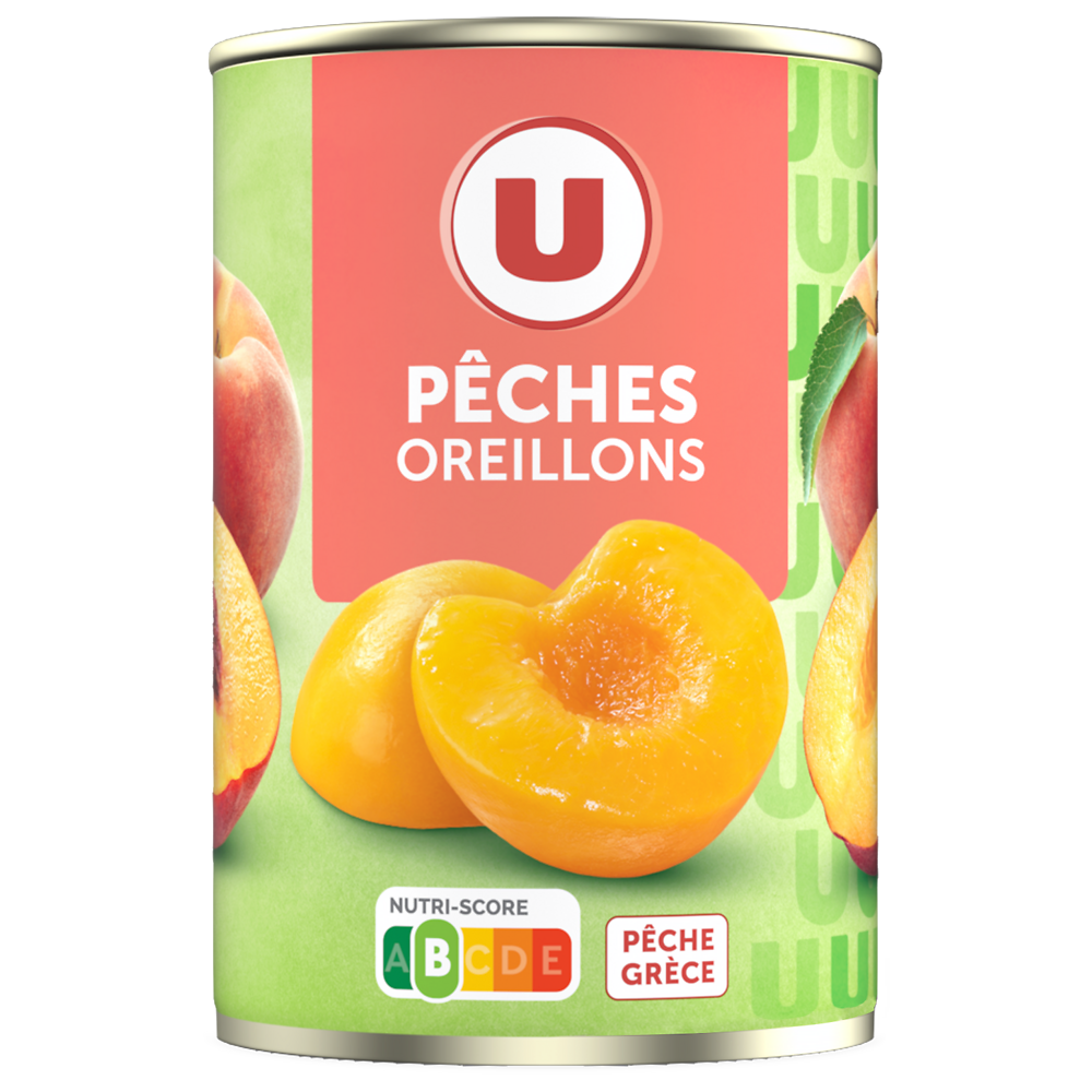 U Oreillons de Pêches au sirop léger  boîte de 230g