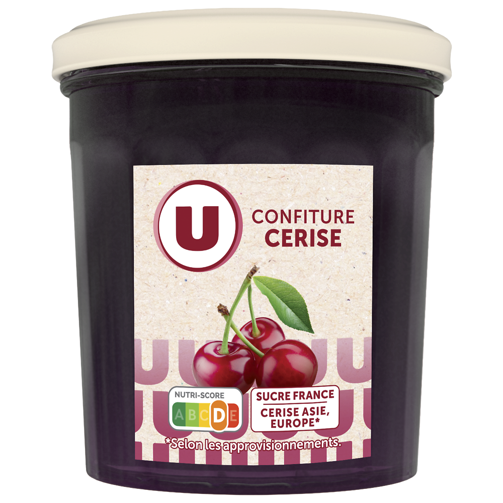 U Confiture de cerise 50% de fruits  pot de 370g