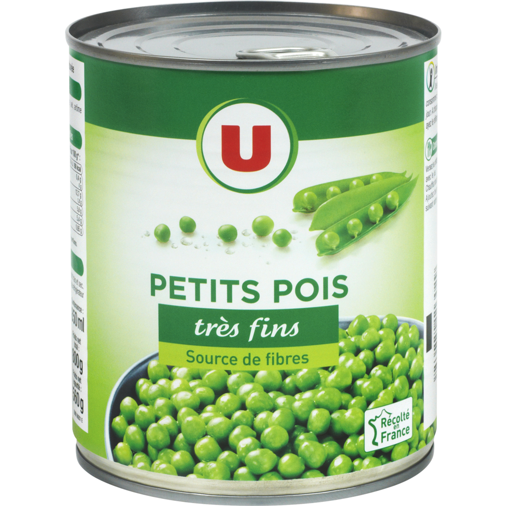 U Petits pois très fins - Boîte de 560g net égoutté