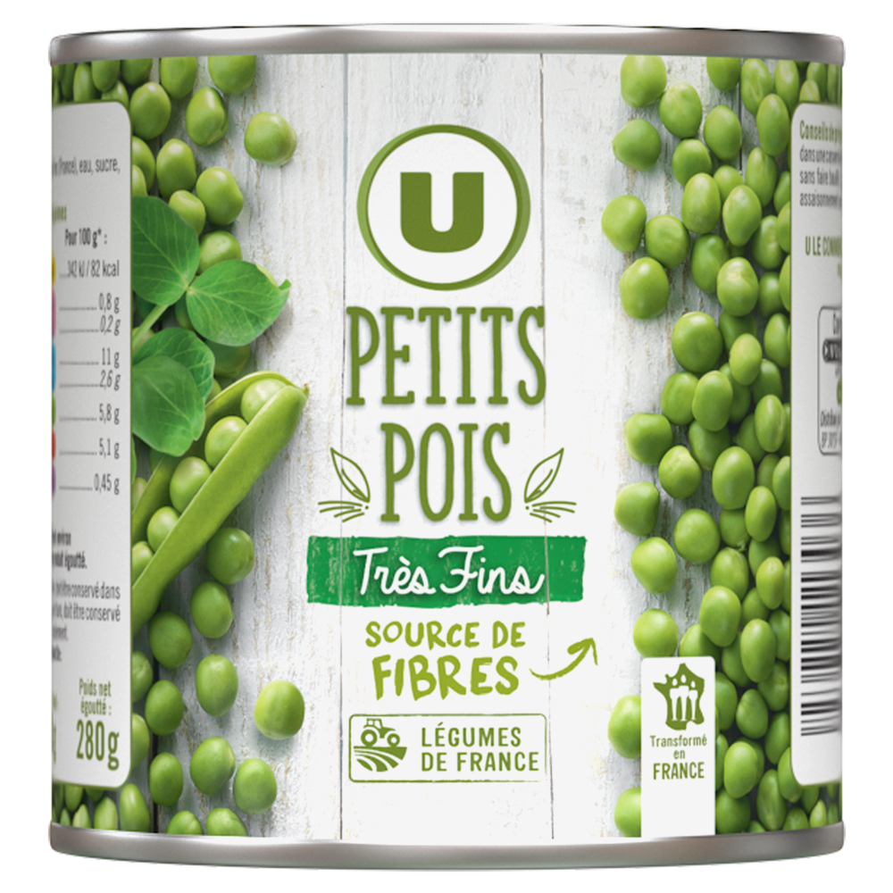 U Petits pois très fins - Boîte de 280g net égoutté