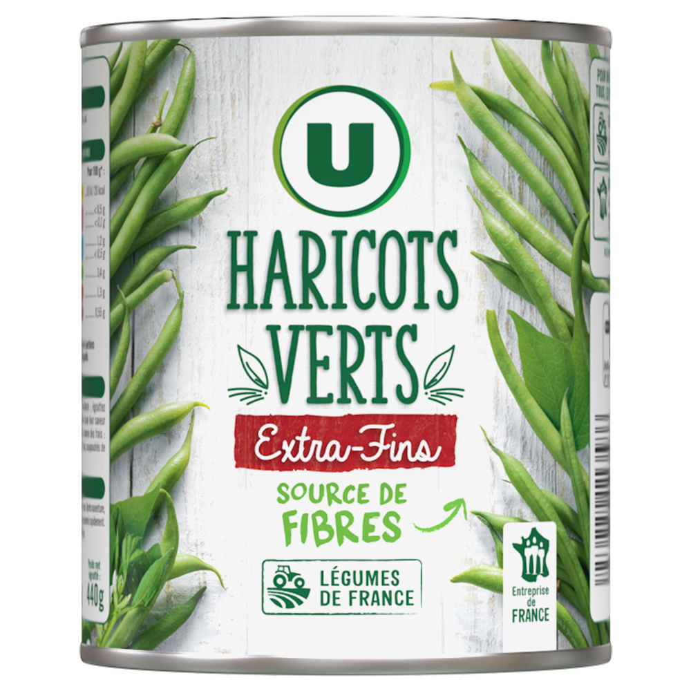 U Haricots verts extra-fins - Boîte de 440g net égoutté