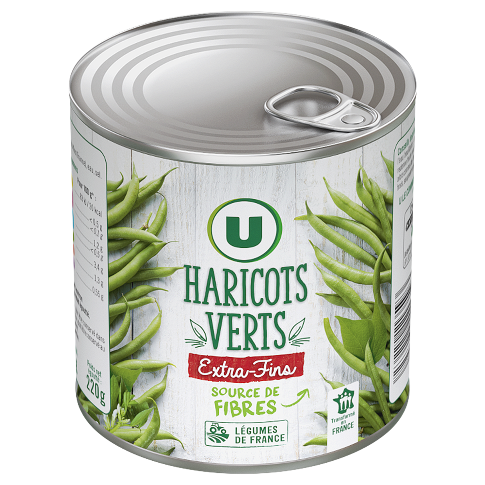 U Haricots verts extra-fins  - Boîte de 220g net égoutté