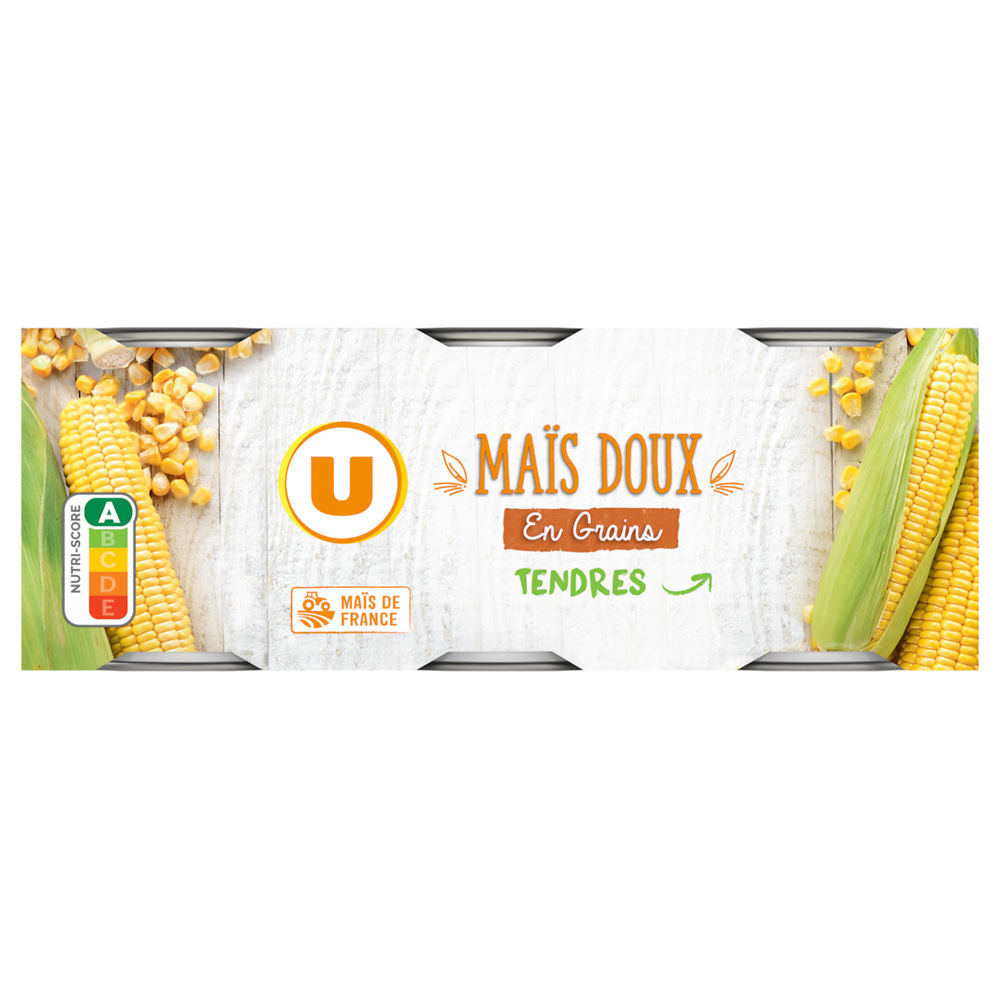 U Maïs doux en grains - 3 boîtes de 140g