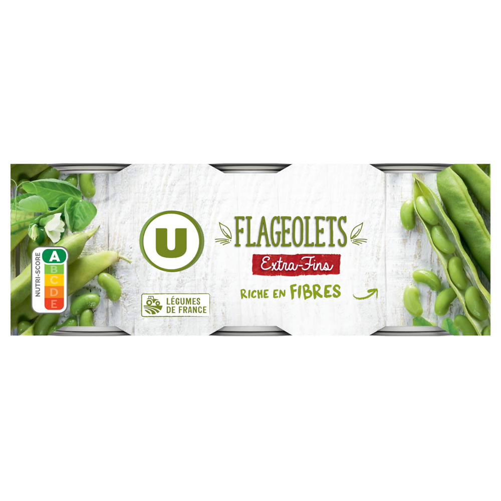 U Flageolets extra-fins - 3 boîtes de 130g