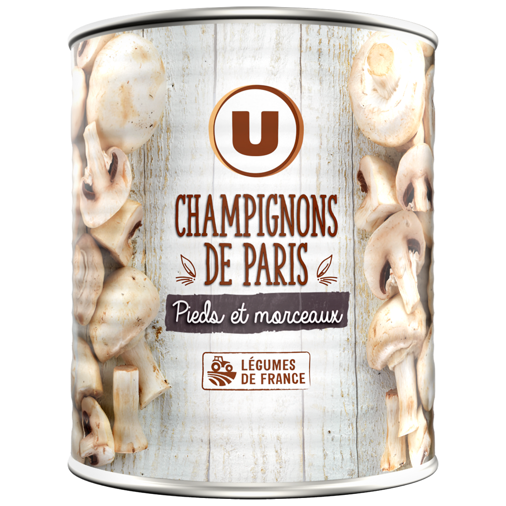 U Champignons de Paris pieds & morceaux - Boîte 460g