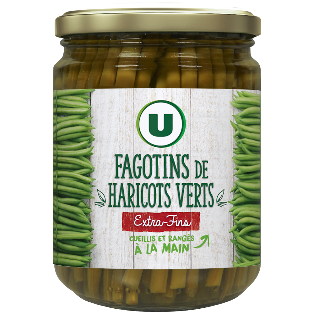 U Haricots verts extra-fins en fagotins - Bocal de 220g net égoutté