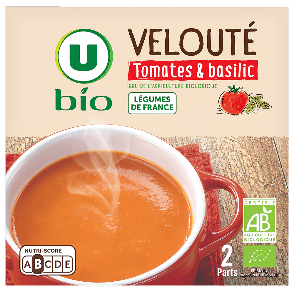 U BIO Soupe Velouté de tomates et basilic - 2 briques de 30cl