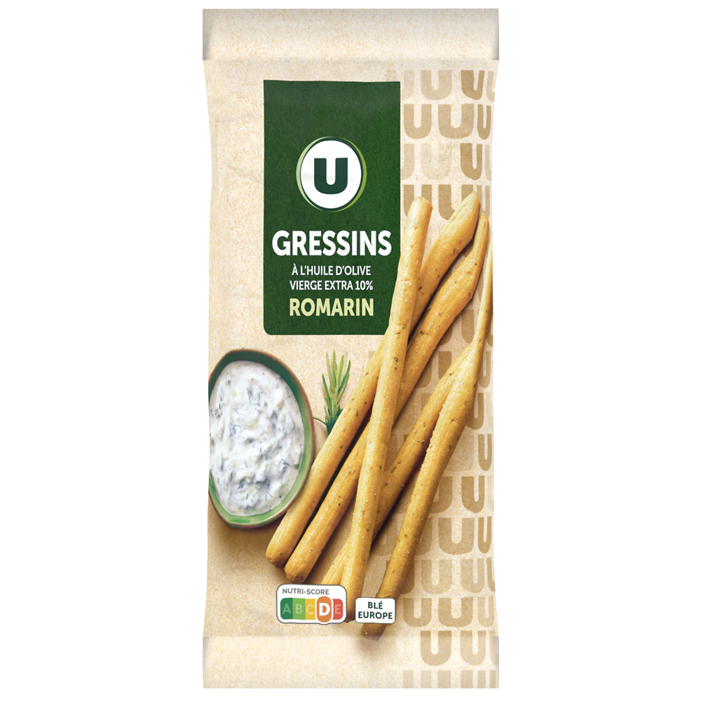 U Gressins à l'huile d'olive et romarin  paquet de 125g