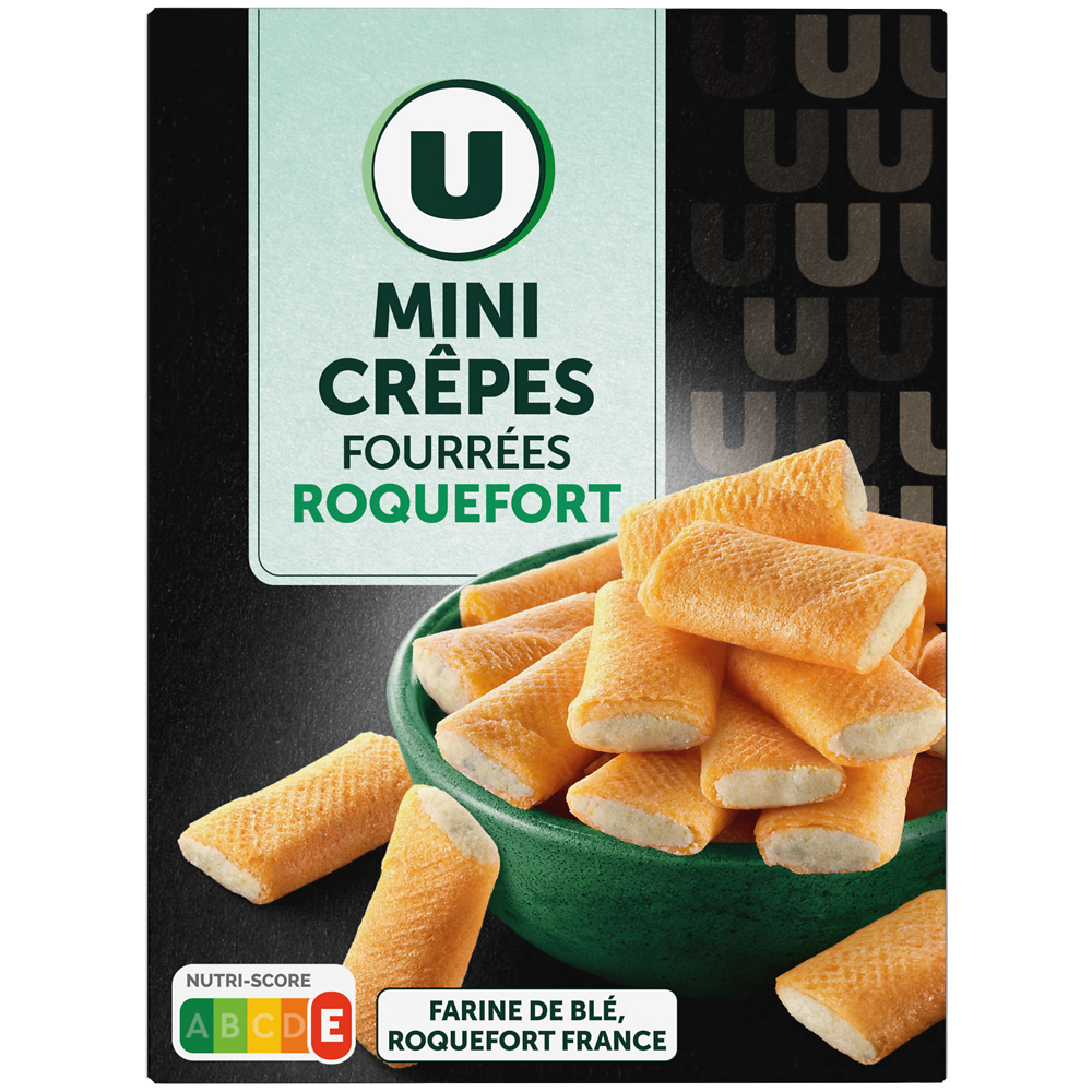 U Mini crêpes fourrées au roquefort  étui de 65g