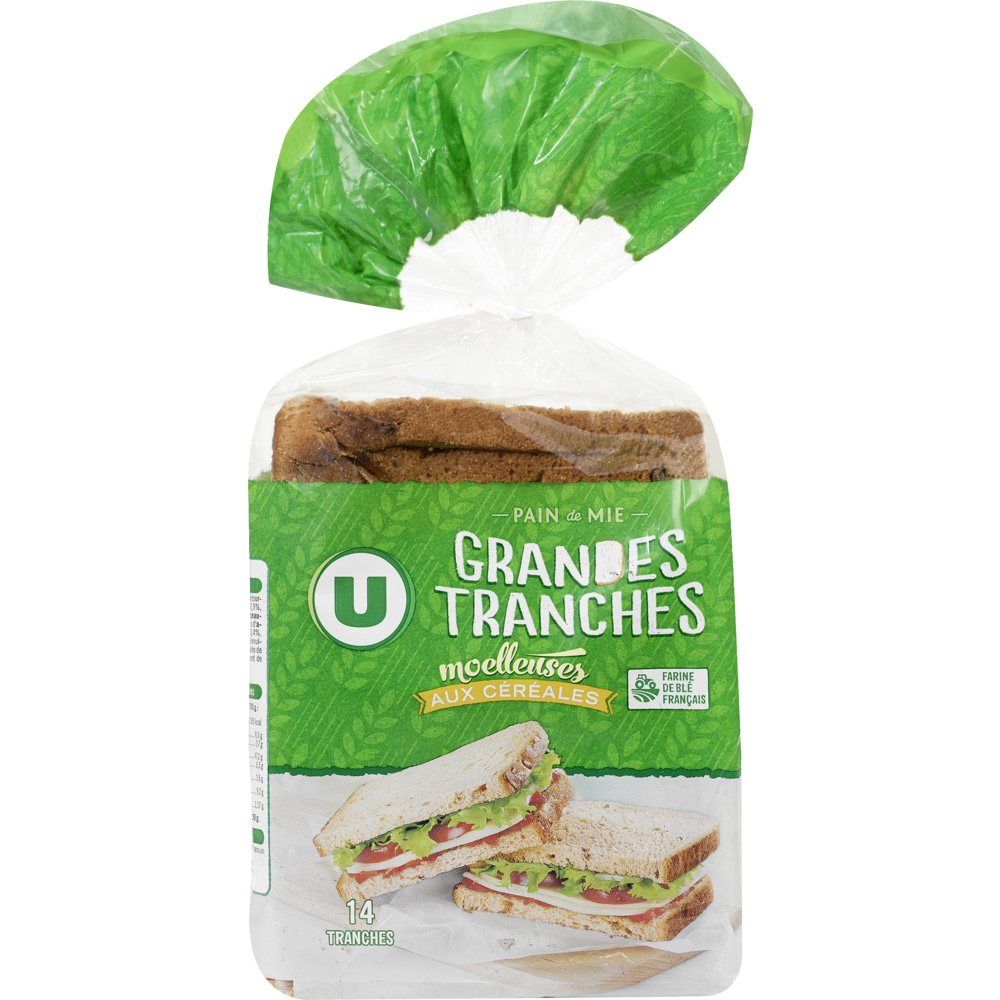 U Pain de mie grandes tranches aux céréales  550g