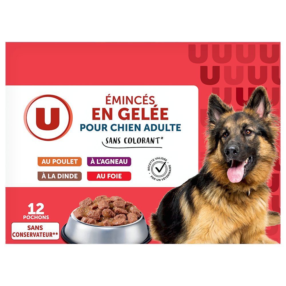 U Sachets fraicheur Emincés en gelée pour chien - x12 1,200kg