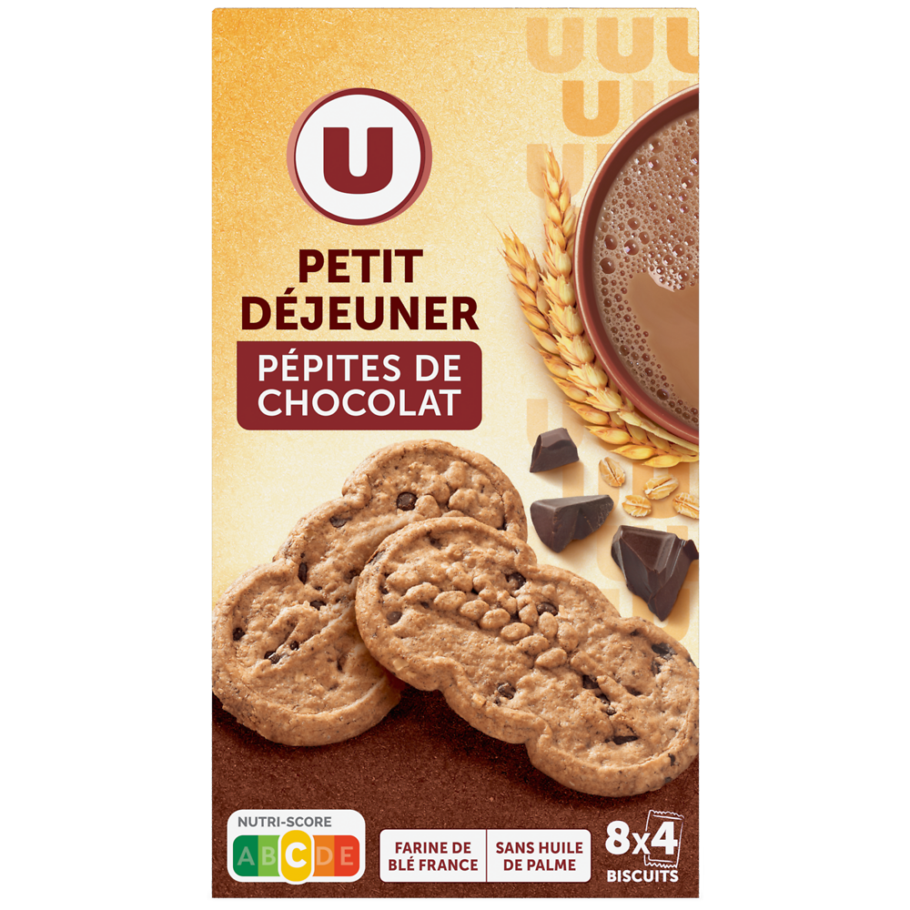 U Biscuits Petit déjeuner au pépites de chocolat paquet de 400g