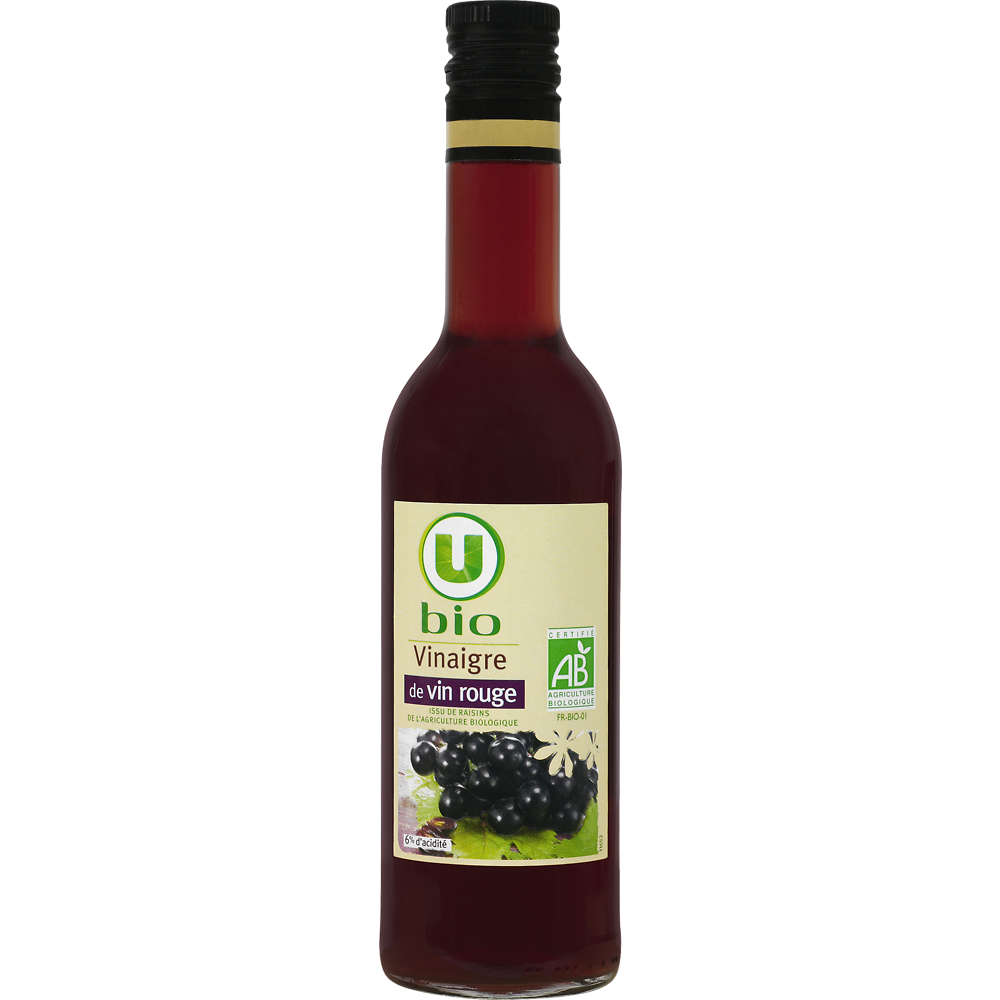 U BIO Vinaigre de vin rouge  bouteille en verre de 50cl