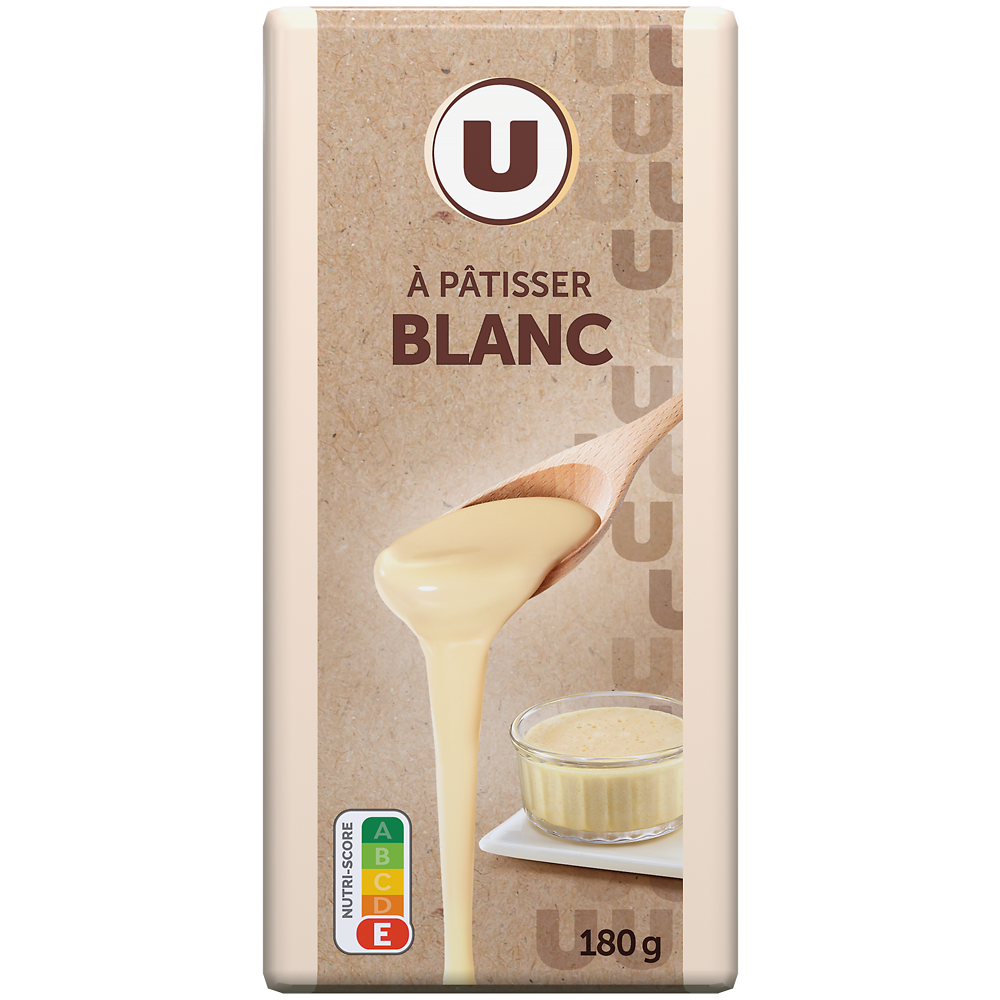 U Chocolat blanc à pâtisser  Tablette de 180g