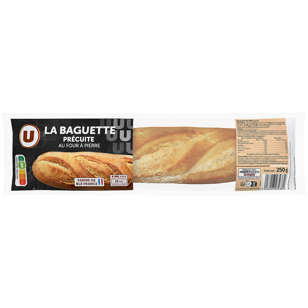 U Baguette précuite sur four à pierre  250g