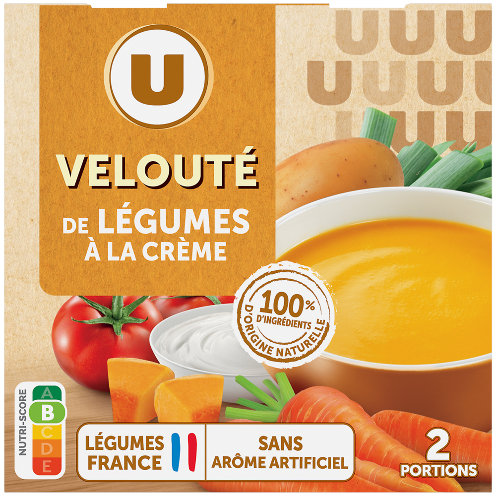 U Soupe Velouté de légumes à la crème 2 briques de 30cl, 620g