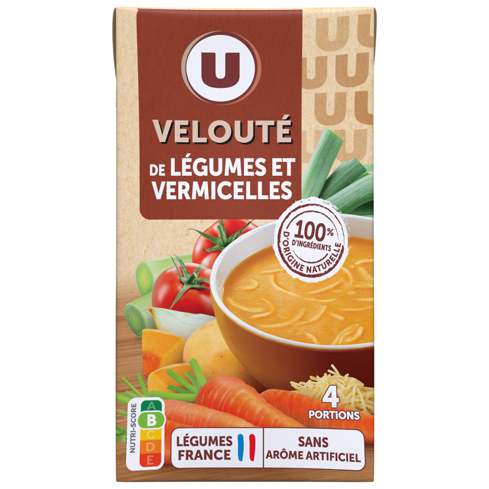 U Soupe Velouté de légumes et vermicelles brique de 1litre