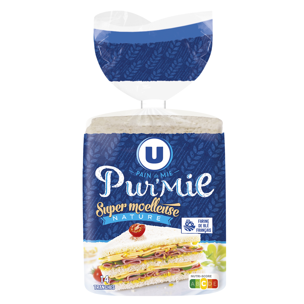 U Pain de mie nature sans croûte en grandes tranches  500g