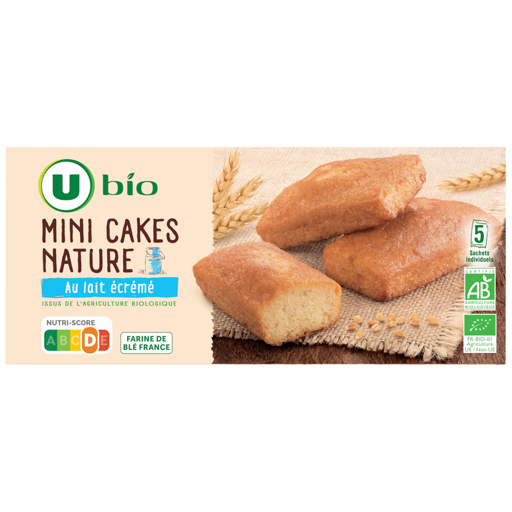 U BIO Cake nature au lait écrémé bio paquet de 125g