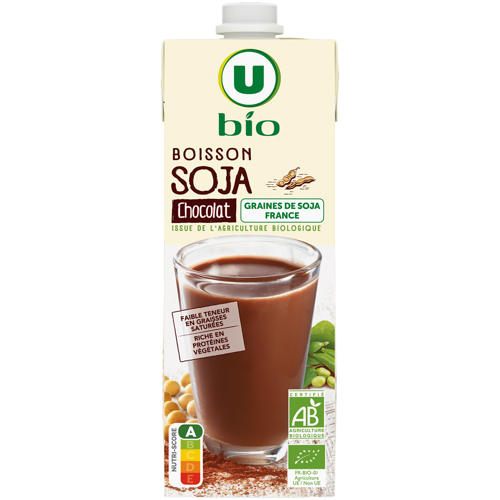 U BIO Boisson végétale soja au chocolat 1l