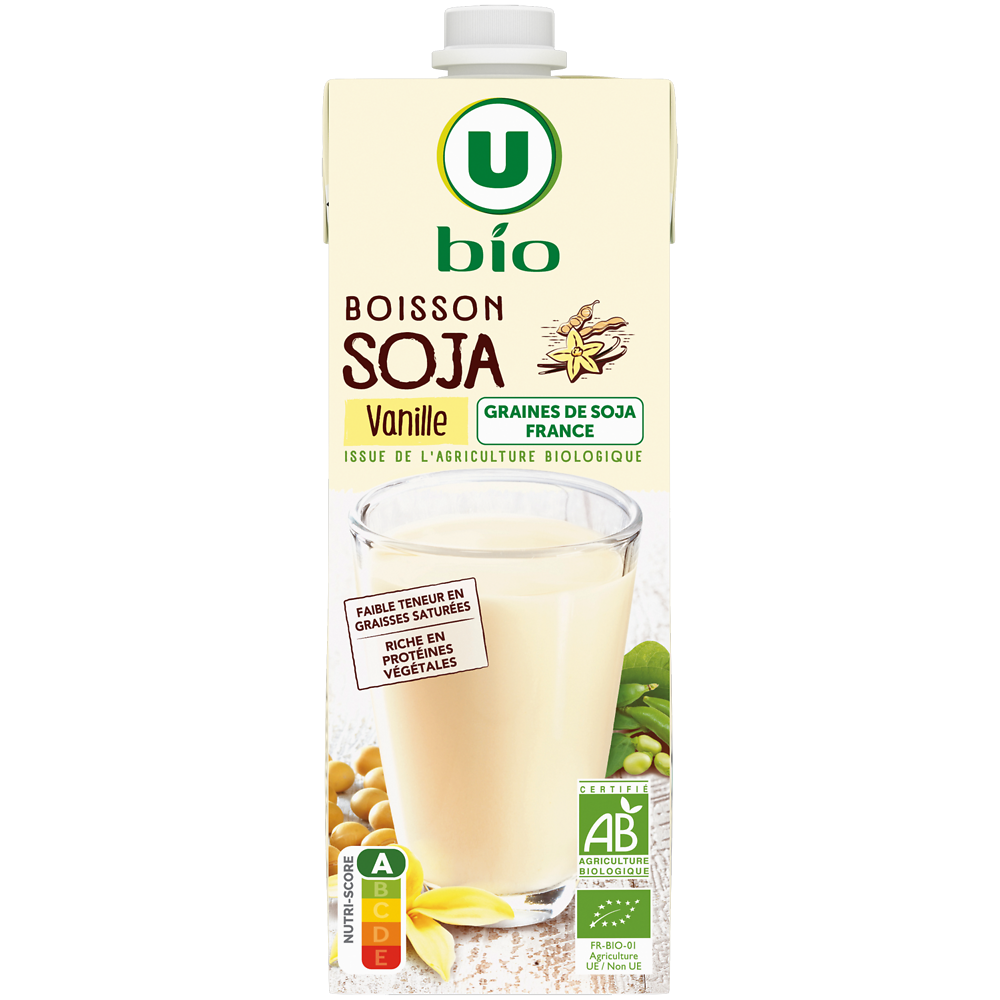 U BIO Boisson végétale soja à la vanille 1l