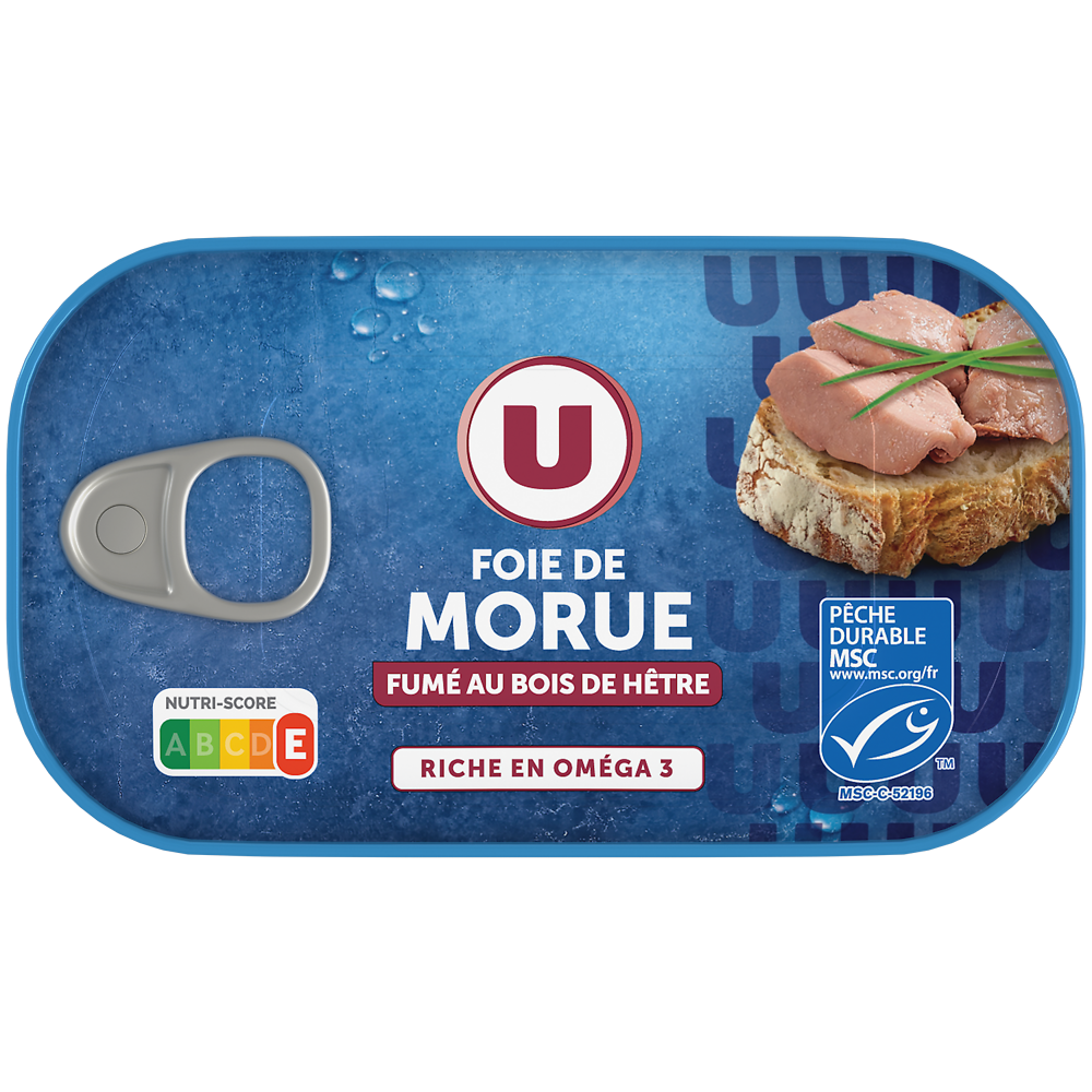 U Foie de morue fumé au feu de bois  121g