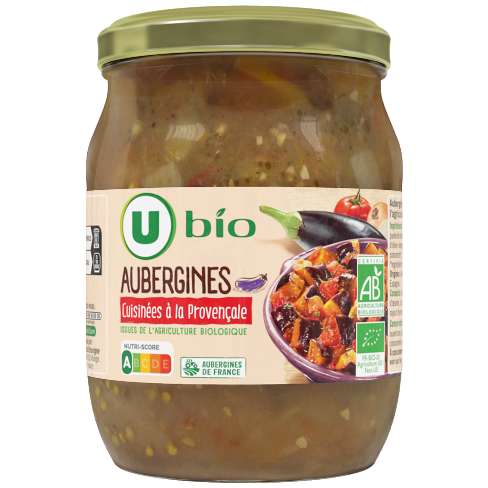 U BIO Aubergines cuisinées à la provençale - Bocal 520g