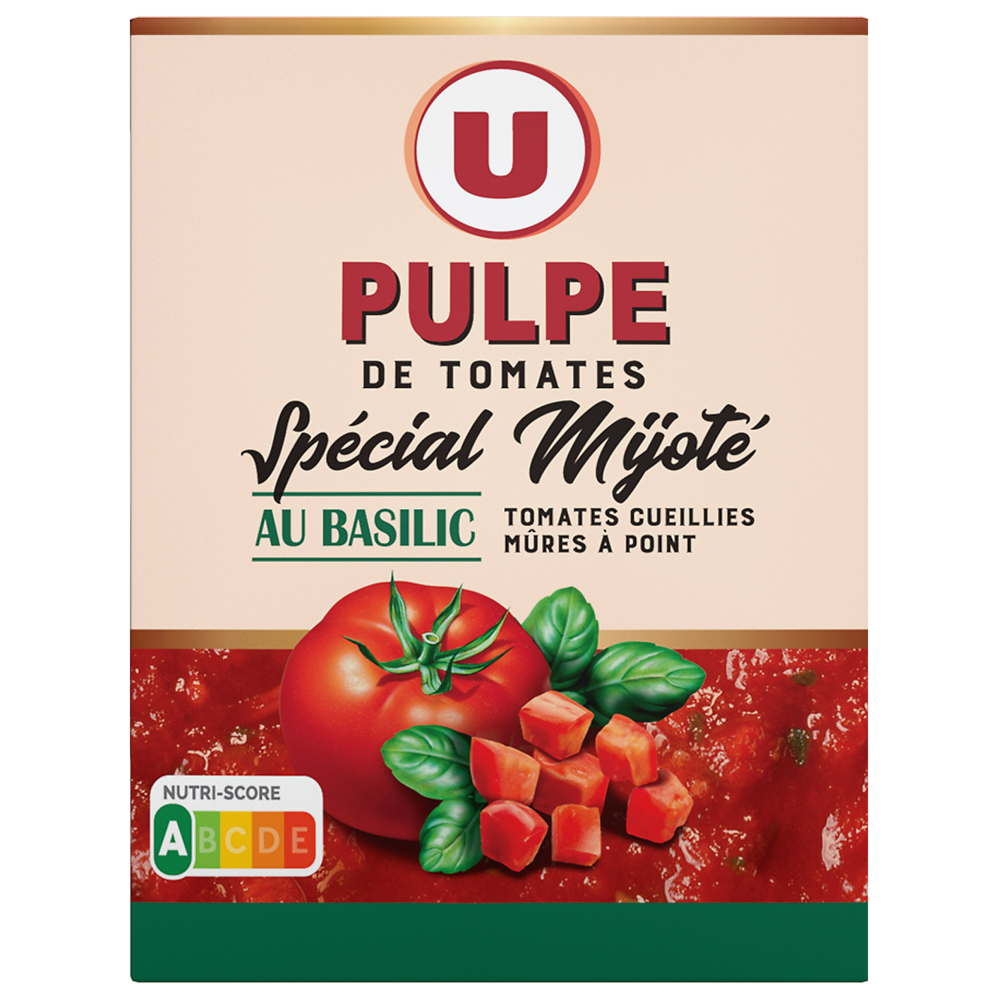 U Pulpe de Tomates spécial mijotés au basilic  paquet de 390g