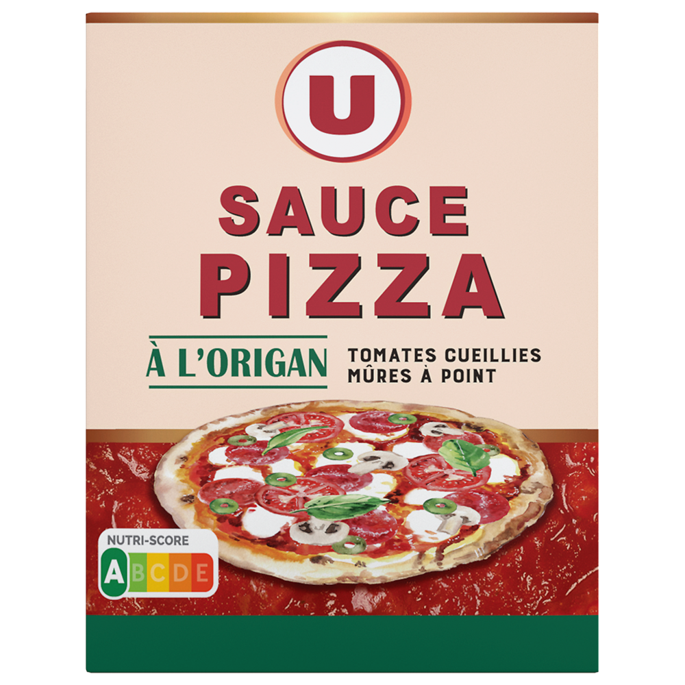 U Sauce Tomates spécial Pizza à l'origan, brique de 390g