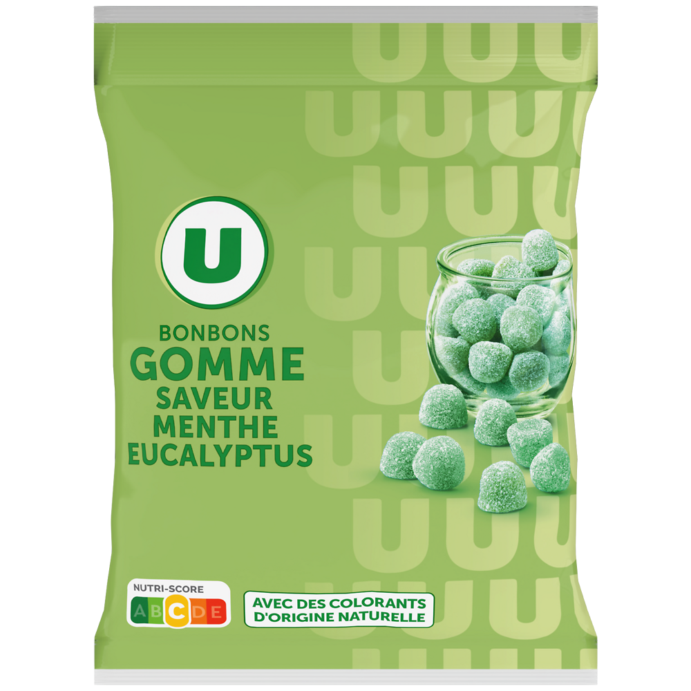 U Bonbons saveur à la menthe et eucalyptus, - sachet de 300g